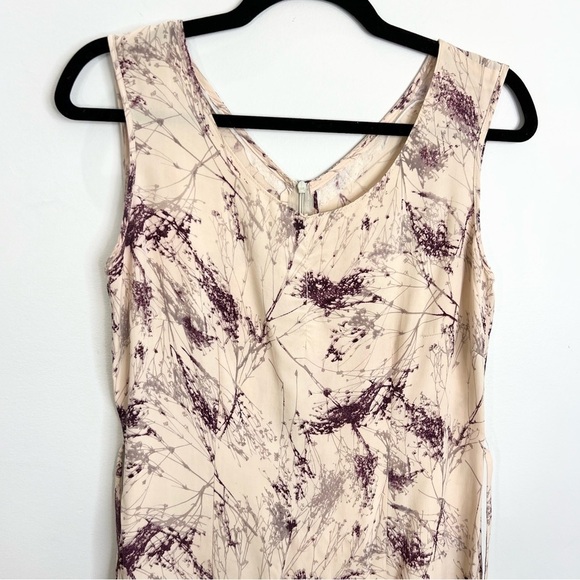 Vintage beige wine print sleeveless belted midi dress - Picture 4 of 11